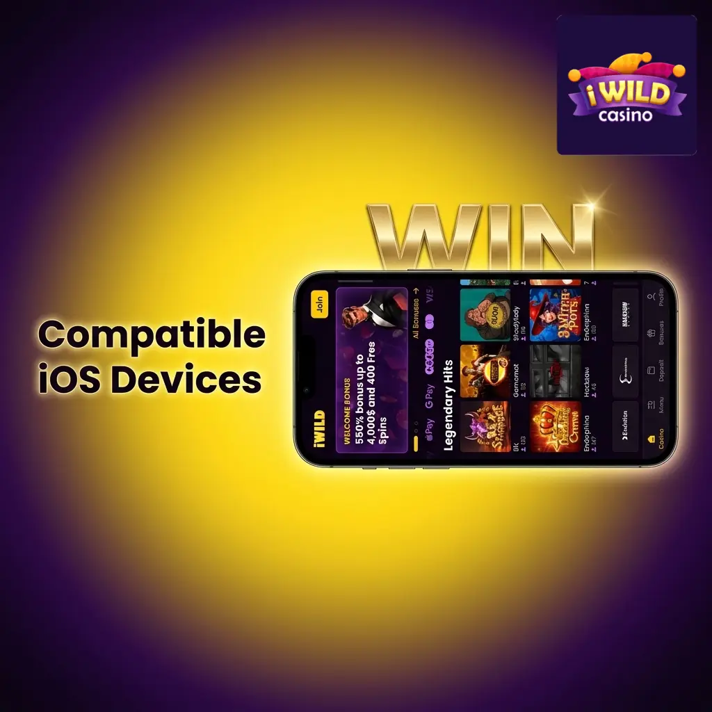 iWild Casino app compatible iOS devices including iPhone X to 15 series and iPad Air and iPad Pro models