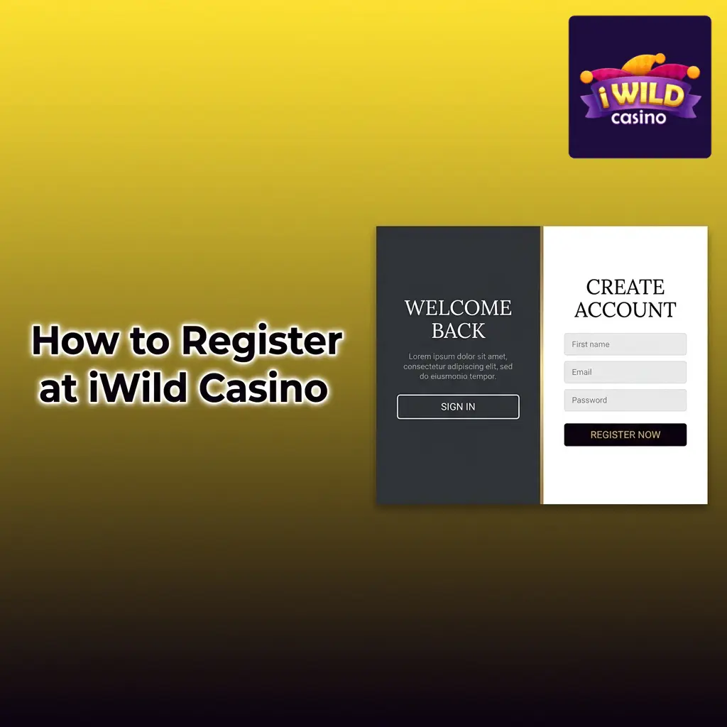 Step-by-step iWild Casino registration guide showing sign-up form, email verification, and first deposit process for UK players