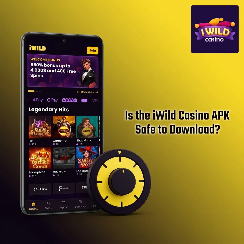 iWild Casino APK download safety featuring SSL encryption, 256-bit security, and Curaçao eGaming licence protection