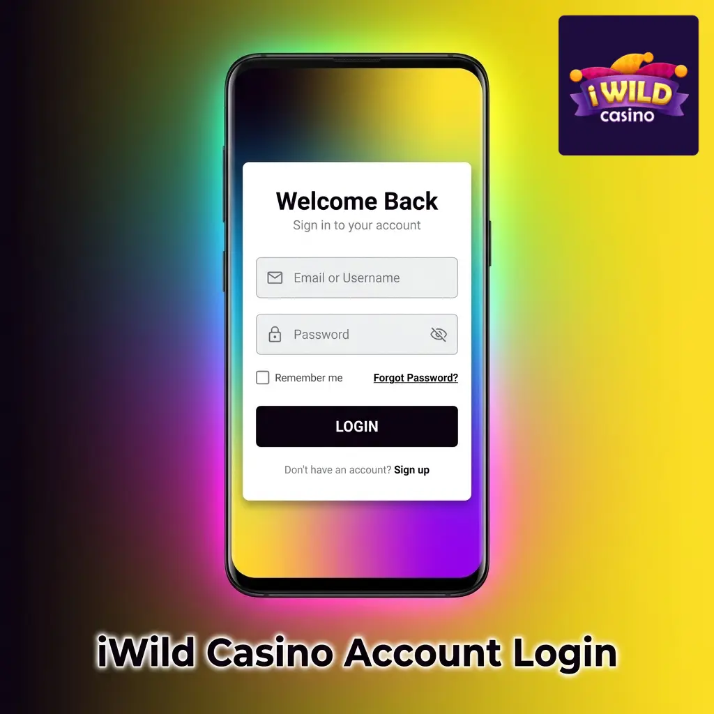 iWild Casino login page showing sign-in form with email, password fields and two-factor authentication option