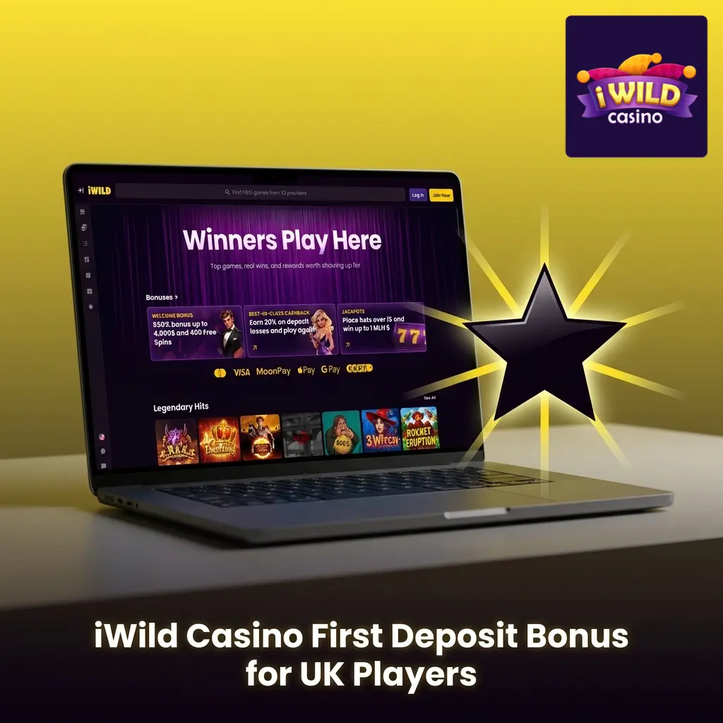 iWild Casino 550% first deposit bonus for UK players, up to £4,000 plus 400 Free Spins with £10 minimum deposit