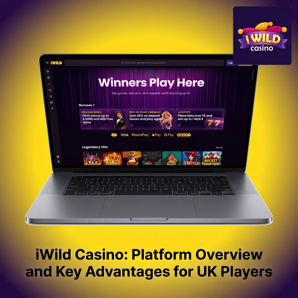 iWild Casino platform for UK players showing sports betting, casino games, mobile apps, SSL security and responsible gambling tools