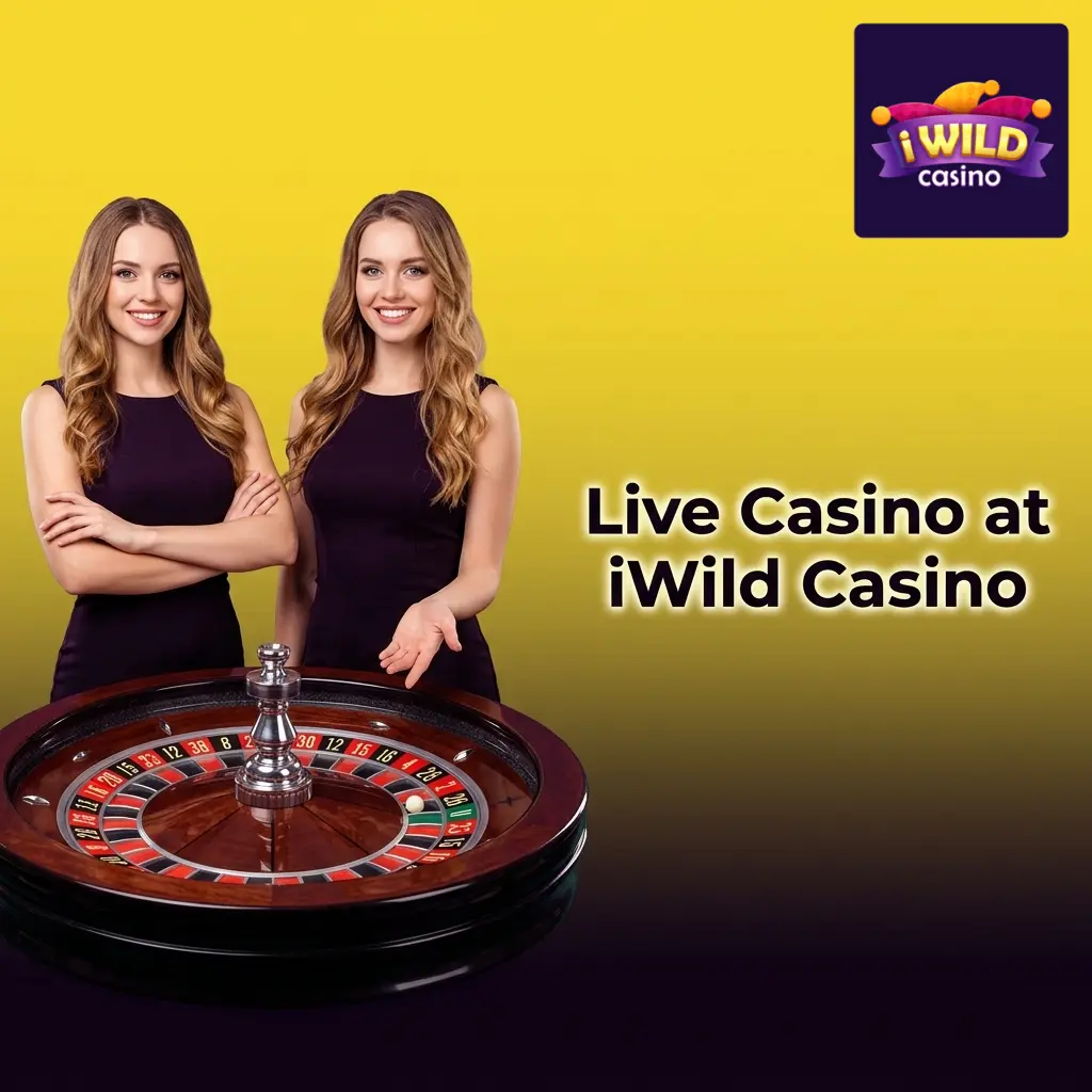 Live casino table games with human dealers at iWild Casino, including roulette, blackjack, baccarat and game shows