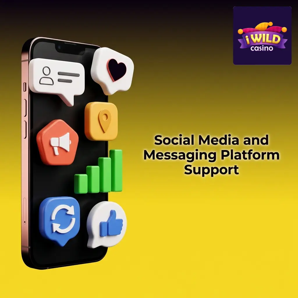 iWild Casino social media support on Instagram, Twitter/X, and Facebook for updates, promotions, and general enquiries