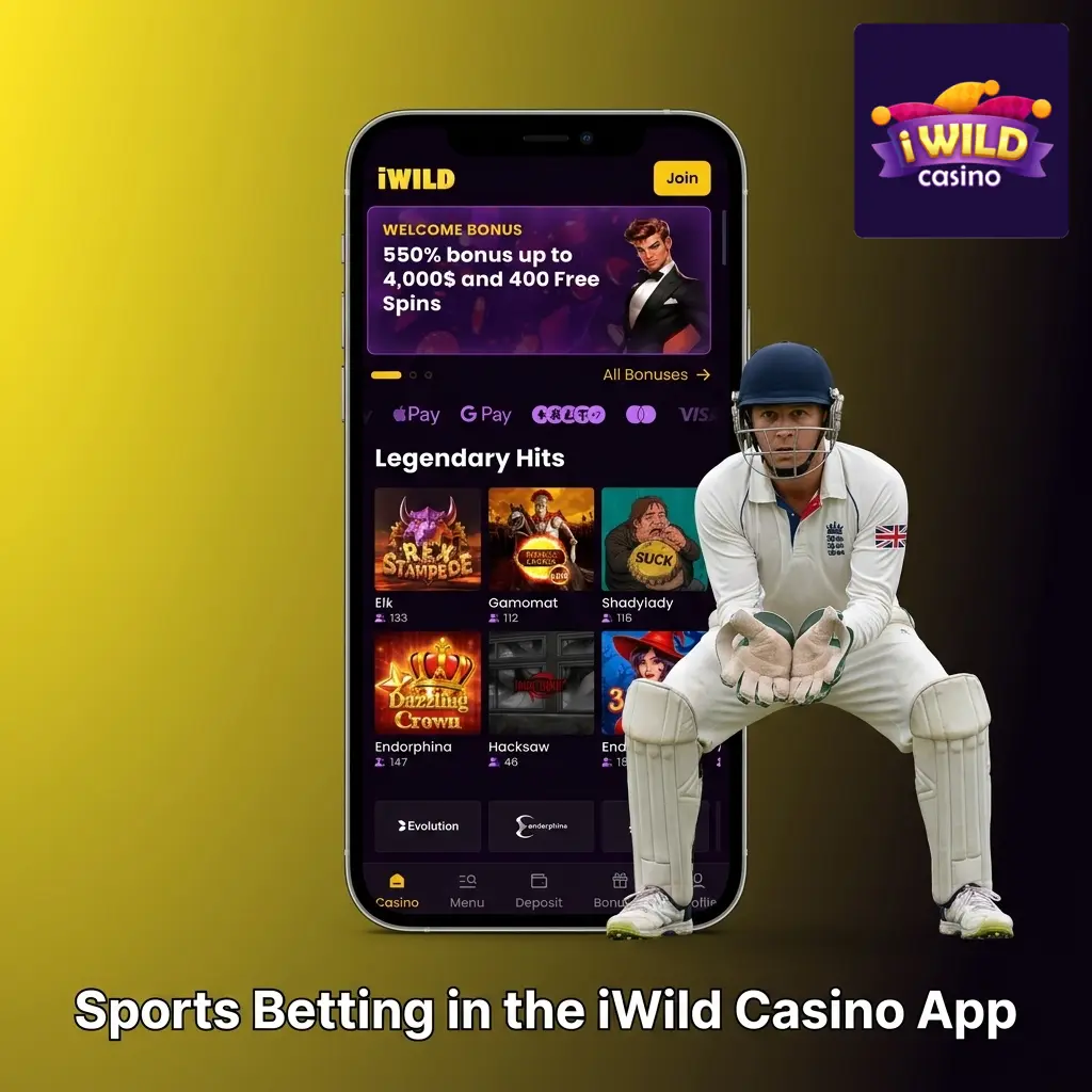 Sports betting markets in the iWild Casino app covering football, tennis, eSports, horse racing and more for UK players